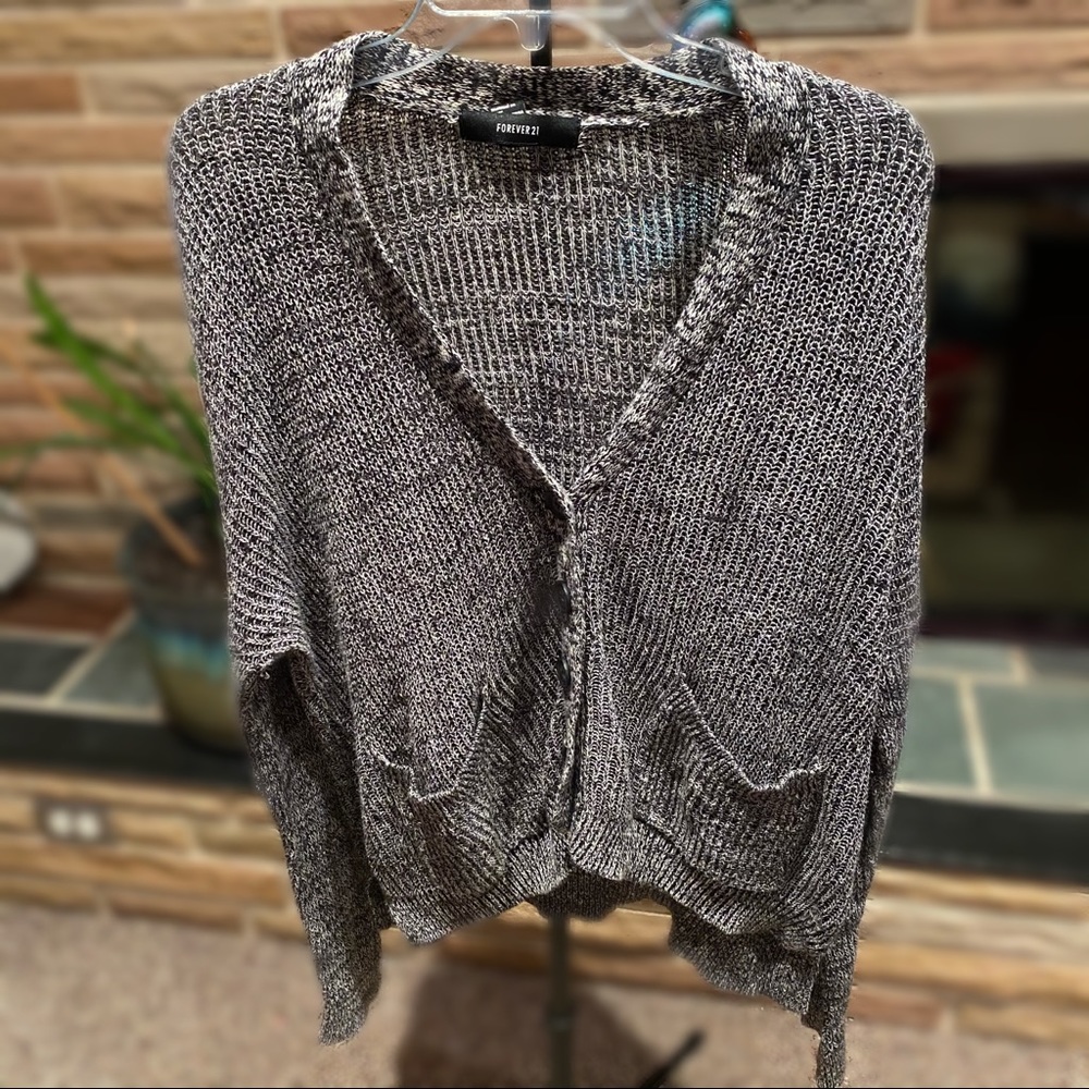 Gray Knit Sweater Cardigan